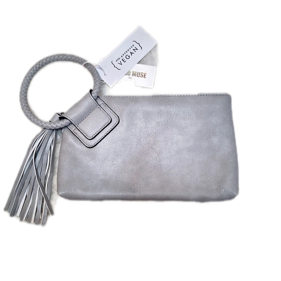 Handbags - NWT Gray Vegan Faux Leather Clutch
